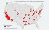 Air Quality continues to improve as communities comply with existing standards, map