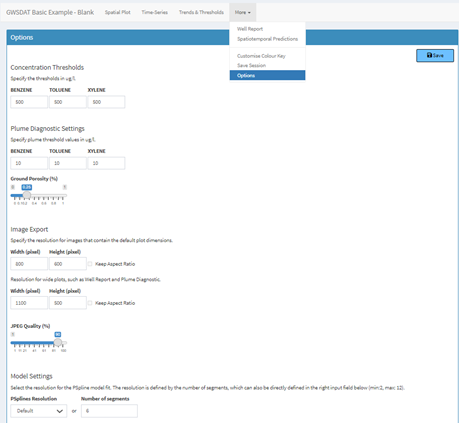 GWSDAT graphical user interface 2